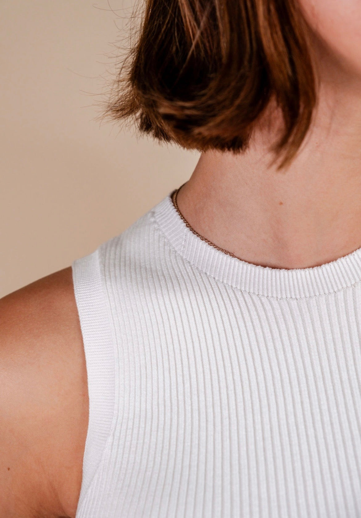 Sleeveless ribbed knit midi dress with high neckline – The Esmé Dress by Iris & Loom