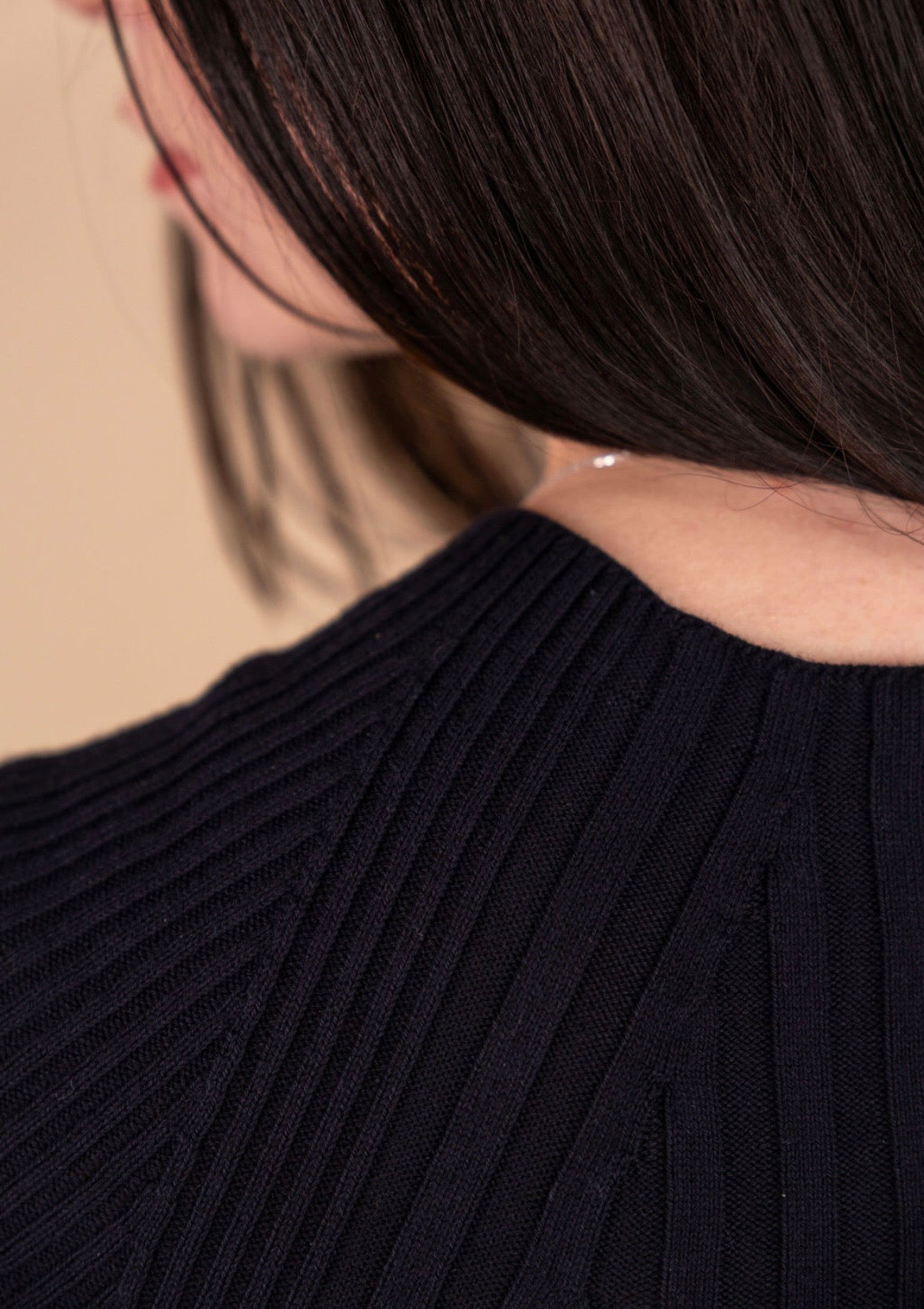 Fitted short sleeve ribbed knit midi dress with crew neckline – The Valencia Dress by Iris & Loom