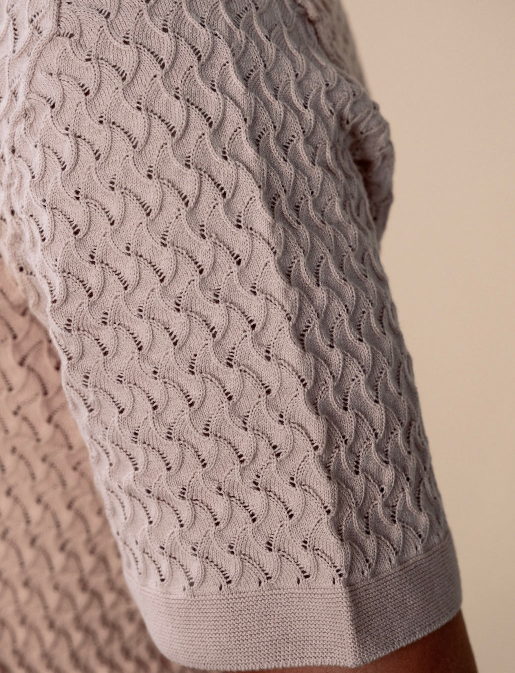 Luxury knit polo shirt with wave-like pointelle stitching – The Sirocco Polo by Iris & Loom