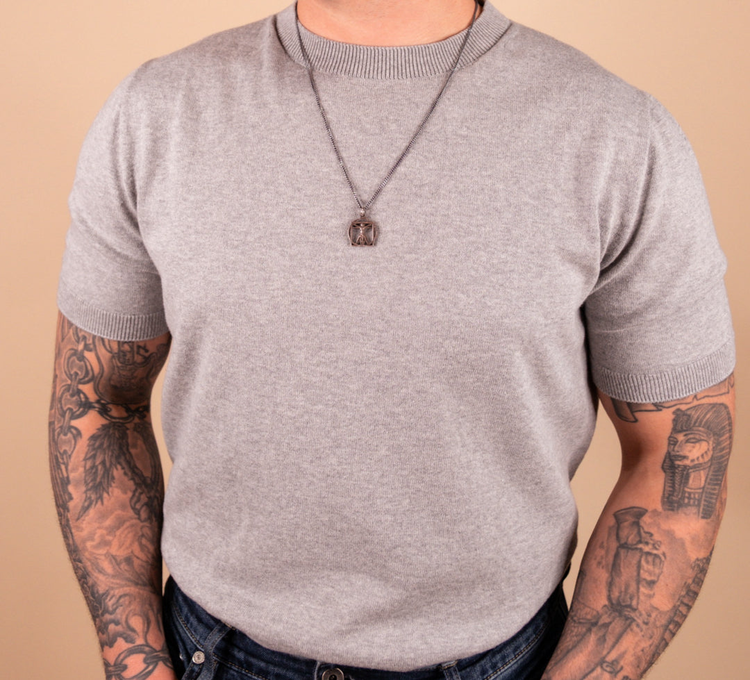 Fitted crew neck knit tee with tubular trims – The Monaco Tee by Iris & Loom