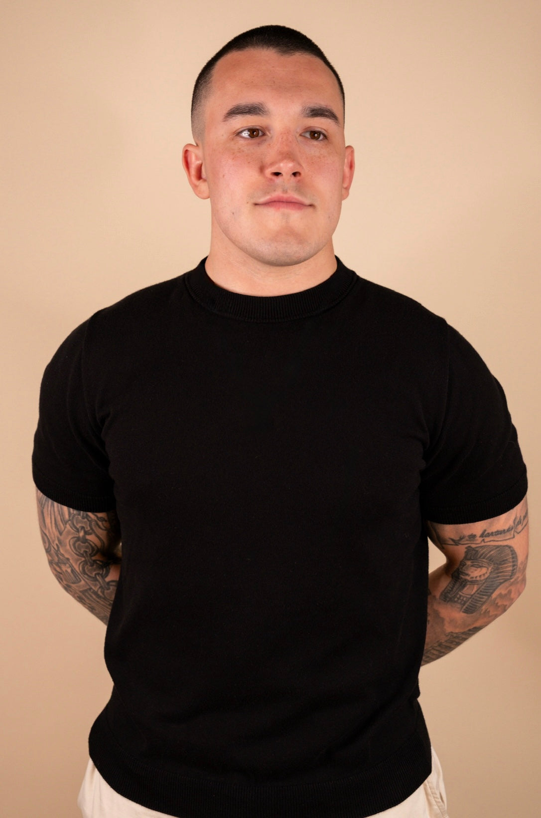 Fitted crew neck knit tee with tubular trims – The Monaco Tee by Iris & Loom