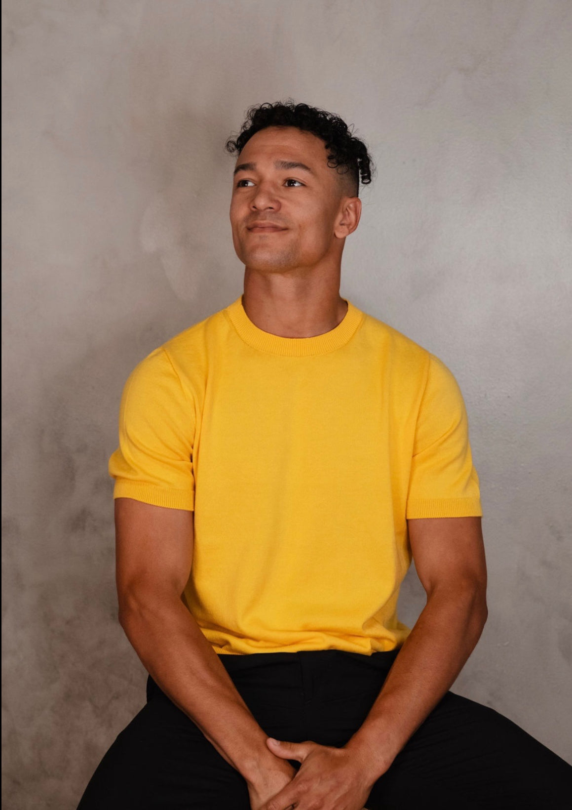 Fitted crew neck knit tee with tubular trims – The Monaco Tee by Iris & Loom